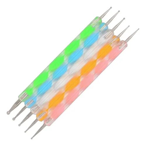 Kit De 5 Pinceles Dotting Pen Doble Punta Decoración Uñas