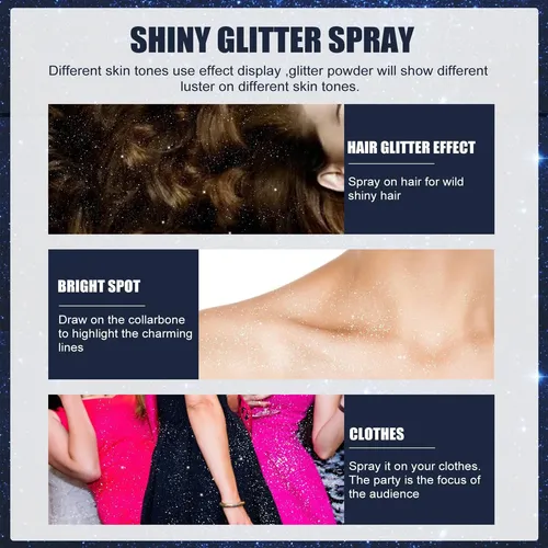 2 Maquillaje De Escenario Cabello Cuerpo Brillo Spray Brillo