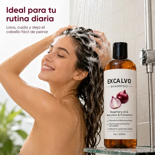 Shampoo Cebolla Romero Excalvo Crecimiento Cabello 200ml