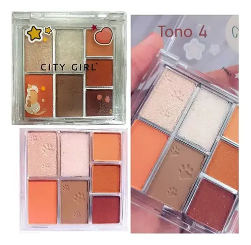 Paleta 9 Sombras City Girl Gatitos Estilo Coreana Asiatica