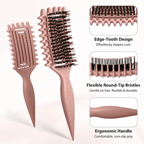 Cepillo De Pelo Quenxe, Color Rosa Y Marrón, Ventilado, Que