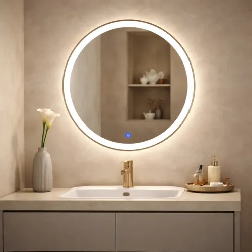 Espejo Redondo Lumens 60cm Luz Led Táctil Fría Cálida Neutra