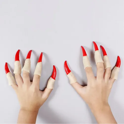 10x Uñas Falsas De Bruja Maquillaje Suministros Para Rojo