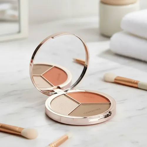 Paleta Maquillaje City Girl Contorno Rubor Iluminador Con Espejo 3 Tonos