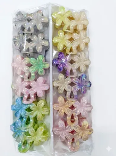 Broches Para El Pelo X3 Tornasolado Flores Urbanchic 1013