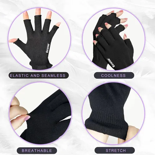 Guantes Algodón Negros Sin Dedos Hidratantes 3 Pares