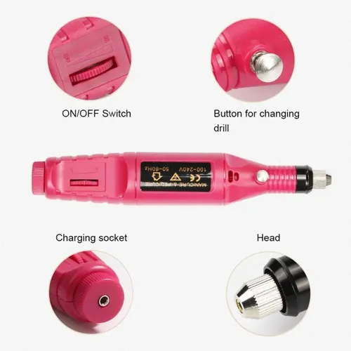 Pink Set Kit Profesional Eléctrico Lima De Uñas Taladro De