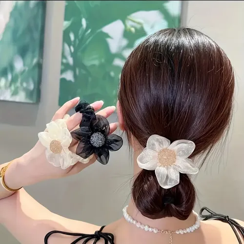 2 Cintas Para El Pelo Con Diamantes De Imitación De Girasol 2