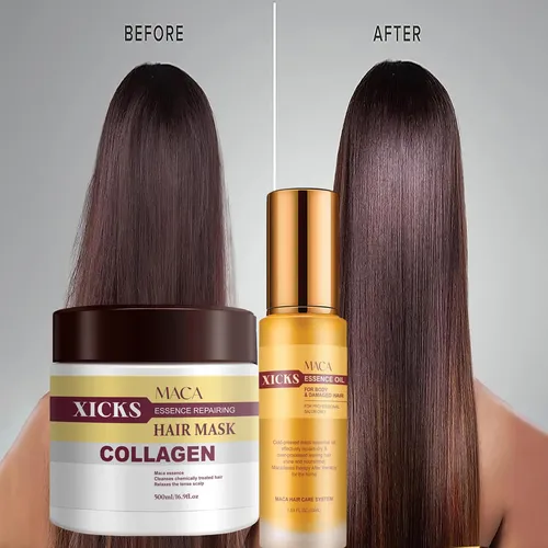 Set De Mascarilla Y Aceite Capilar Xicks Maca Collagen Repai
