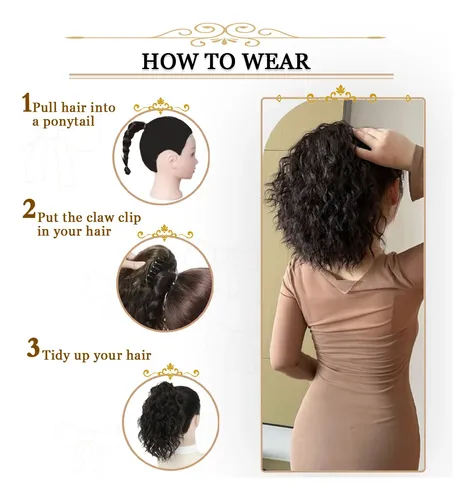 Extensiones De Cabello Rizado Para Coleta De 12 Pulgadas Con