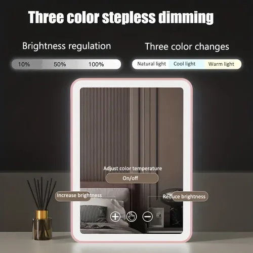 Espejo De Maquillaje Plegable Portátil De Alta Definición Con Luz Incorporada