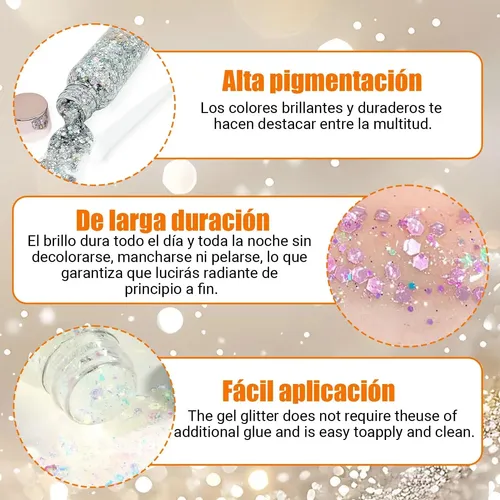 Face Glitters, Set De 3 Geles Con Hojuelas De Sirena
