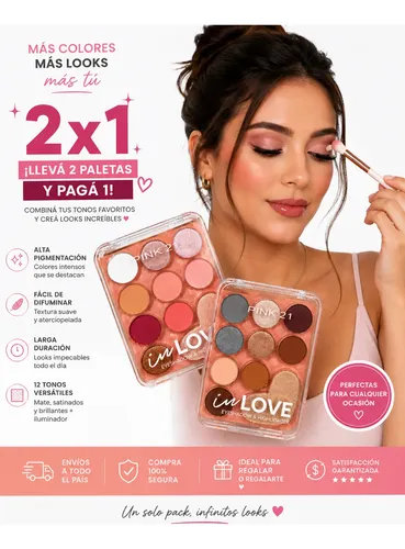 Paleta De Sombras 2×1 Tono Tendencia Natural Marrones Pink21