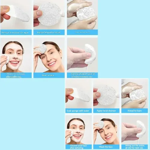 Esponja Exfoliante Natural Limpieza Facial Hidratable 10 Un.