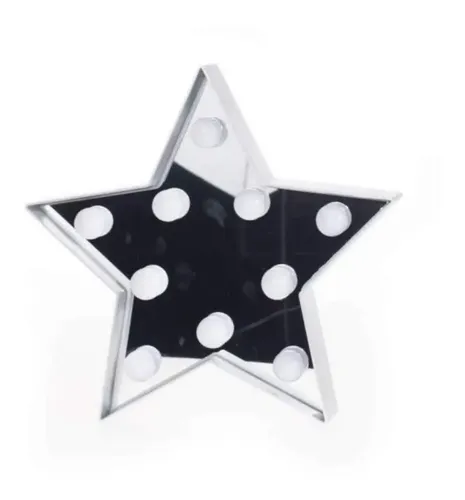 Espejo Estrella Plateada Con Luz Led