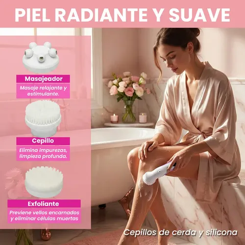 Depiladora Eléctrica Con Masajeador 5 En 1 Vgr V-750 Ipx7 Violeta