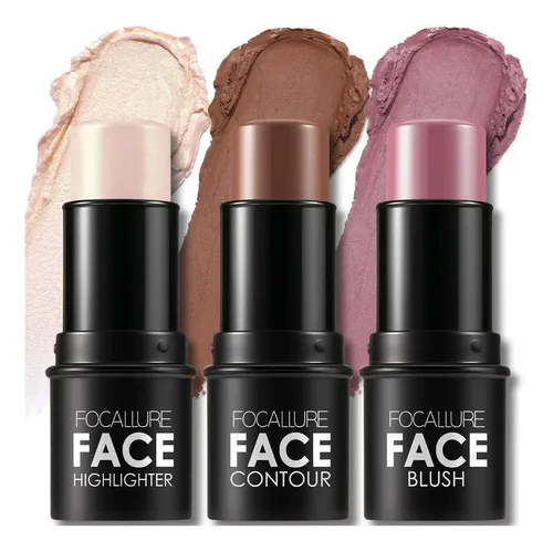 Contorno, Bronzer Y Iluminador Focallure Kit 3 Pcs Neutral