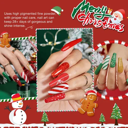Kit De Polvo Para Uñas Azurebeauty Navidad 4 Colores 10ml