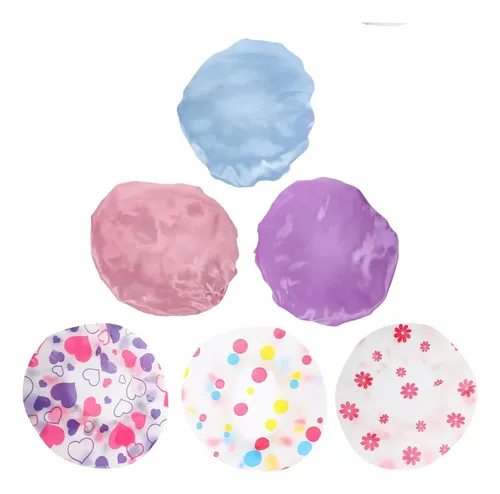 6piezas Gorro Ducha Baño Mujer Reutilizable Peva Poliéster