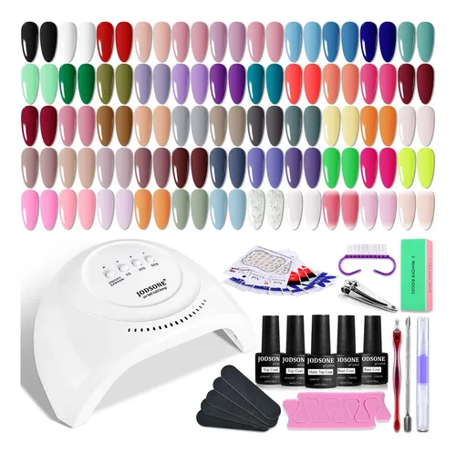Kit Esmalte Gel 60 Colores Brillo Uv Base Y Top Coat