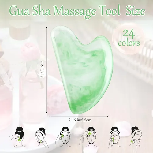 Gua Sha De 24 Piezas En Resina Corazón  Sherr, 7.6 X