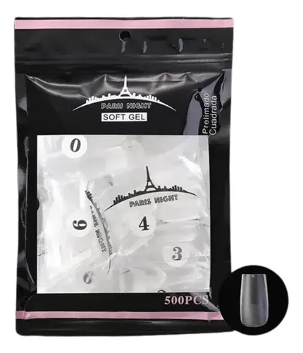 Tips Soft Gel Y Press On Paris Night X500 Pre Limado Mate Color Cuadrada