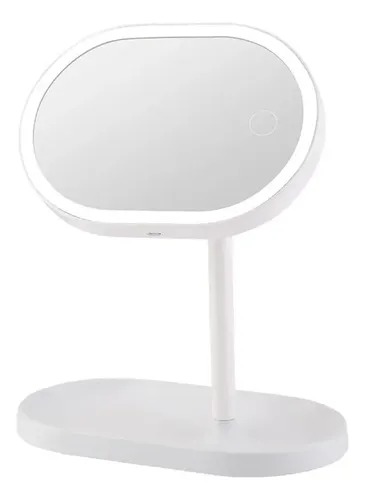 Espejo De Tocador Usb Luz Led Ovalado Recargable Táctil