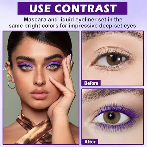 Set De Rímel Y Delineador De Ojos Morados, Color 5d, Volumen