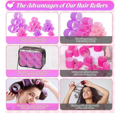 Set Rulos Cabello Tetutor 6 Tamaños 62 Pzs Rosa/morado
