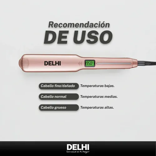 Plancha De Pelo 6 Niveles Cerámica Delhi 40w Cabello Seco Rosa