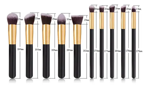 Set De Brochas De Maquillaje Gris De 10 Piezas Con 5 Cabello