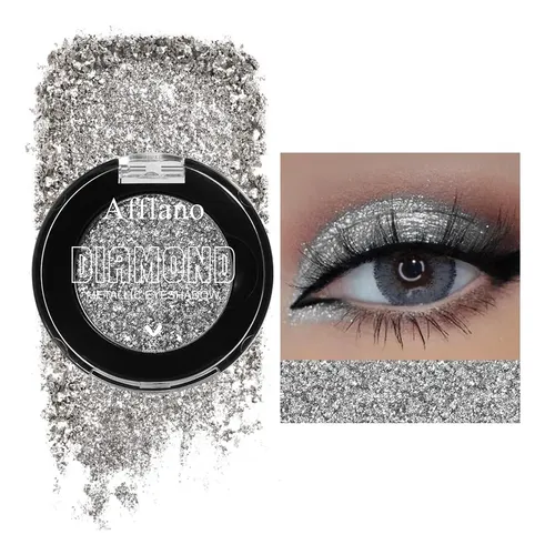 Afflano Sombra Glitter Plateada Gris Plata Intensa