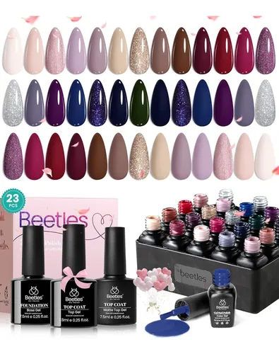 Set 20 Esmaltes Gel Uñas Tonos Neutros Brillo Mate