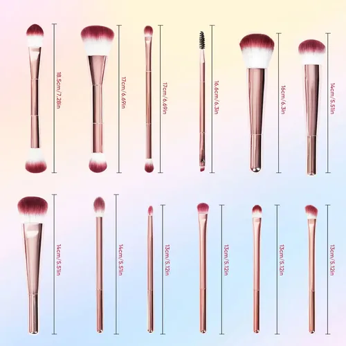 Set De 12 Pinceles Para Todo Tipo De Maquillaje