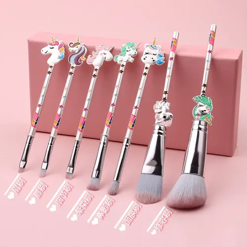 Brochas De Maquillaje Unicornio Set Polvo Y Sombras