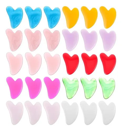 Set 30 Gua Sha Corazón Resina Facial Y Corporal Spa