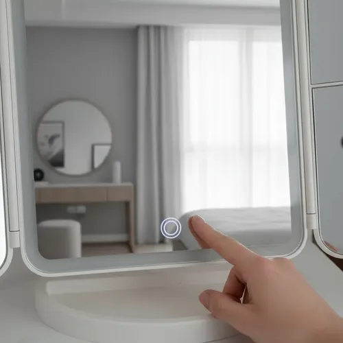 Espejo De Maquillaje Pantalla Táctil Luz Led Giratorio 180°