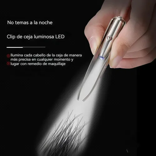 Hpinza De Cejas Curva Con Luz Led Belmira De Acero Inoxidabl