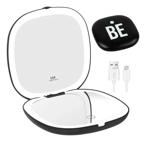 Espejo Maquillaje Portátil Led Aumento 10x Usb Recargable