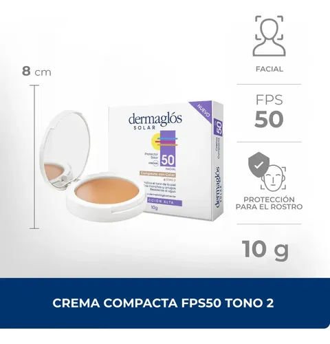 Dermaglós Solar Fps50 Facial Crema Compacta Color Tono 2