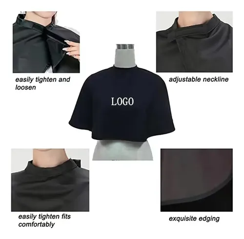 Capa Barbero Impermeable Negra Profesional Salón Negro