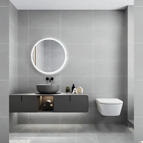 Espejo Redondo Baño 58cm Luz Led Circular Borde Pulido Marco Vidrio