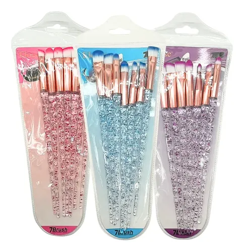 Set De 7 Brochas Diamante Con Glitter Para Maquillaje Sombra