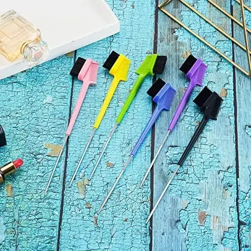 6 Piezas: Cepillo De Borde Para Cabello Con Peine De Cola Amarillo, Azul, Verde, Púrpura.