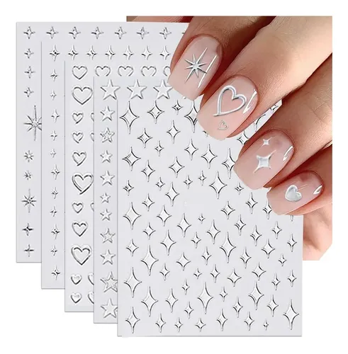 12 Hojas Pegatinas De Plantilla De Arte De Uñas