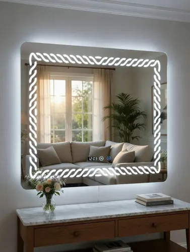 Espejo De Baño Led Táctil 70x90cm Con Reloj Y Temperatura