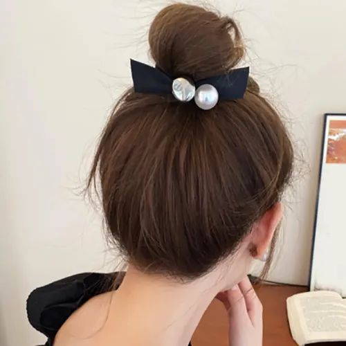 4 Pcs De Coleteros Elásticos Con Lazo Y Perlas Decorativas