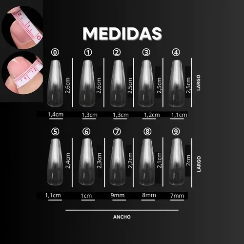 Tips Soft Gel Coffin Largos Transparentes Paris Nigth X500