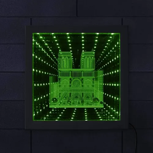 Espejo Led Infinito Rgb Túnel Vórtice Madera Decoración