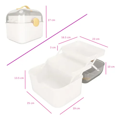 Baúl Organizador Multiuso Maquillaje Manija Tapa Transparent
